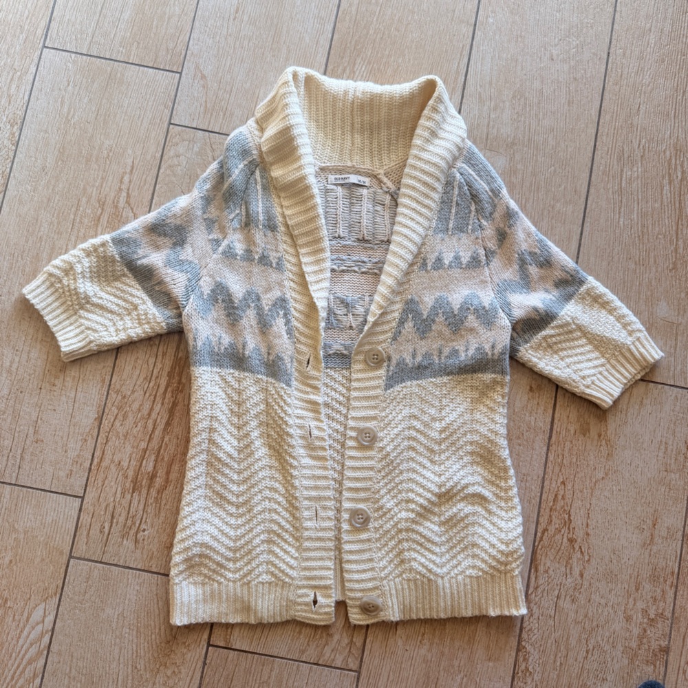 Elegant Cream and Gray Women's Cardigan